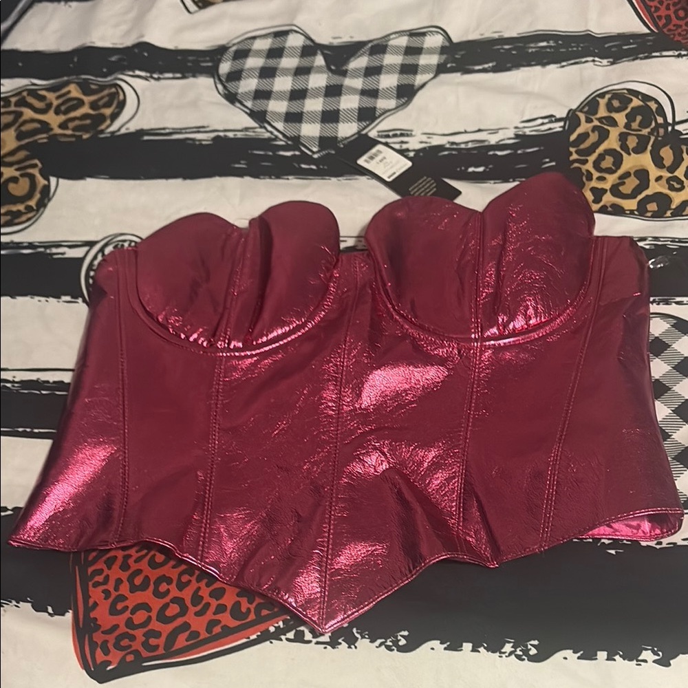 Fashion Nova Metallic Fuchsia Bustier